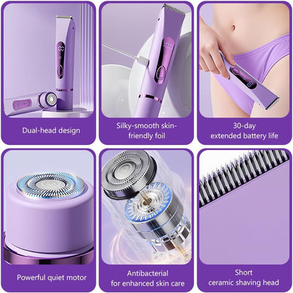 Rasoir électrique 2 en 1 pour femmes - Étanche IPX7, sans fil